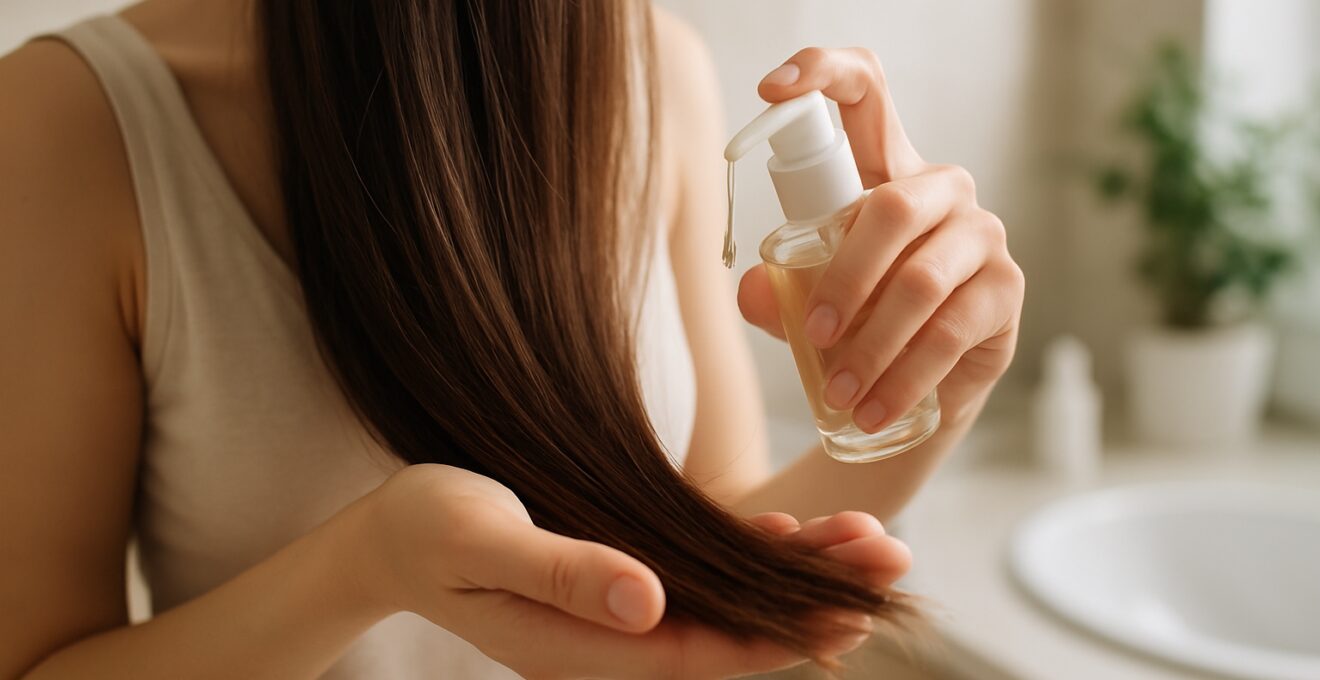 Étapes visuelles pour hydrater des cheveux lissés