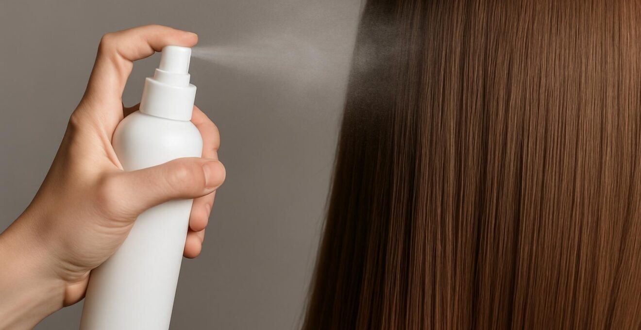 Schéma de la répartition d’un soin léger sur cheveux lissés.