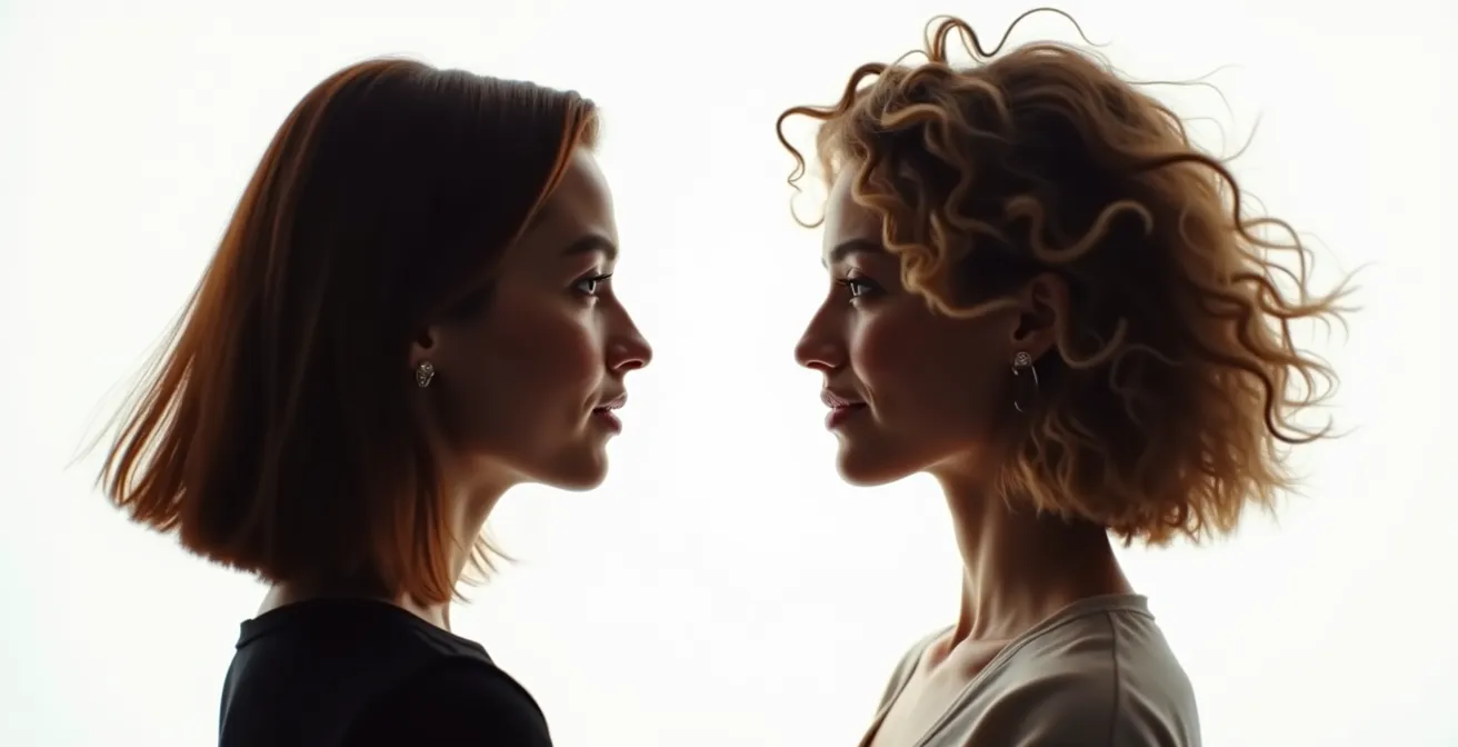 Comparaison visuelle entre une coupe pyramidale et une coupe équilibrée vue de profil