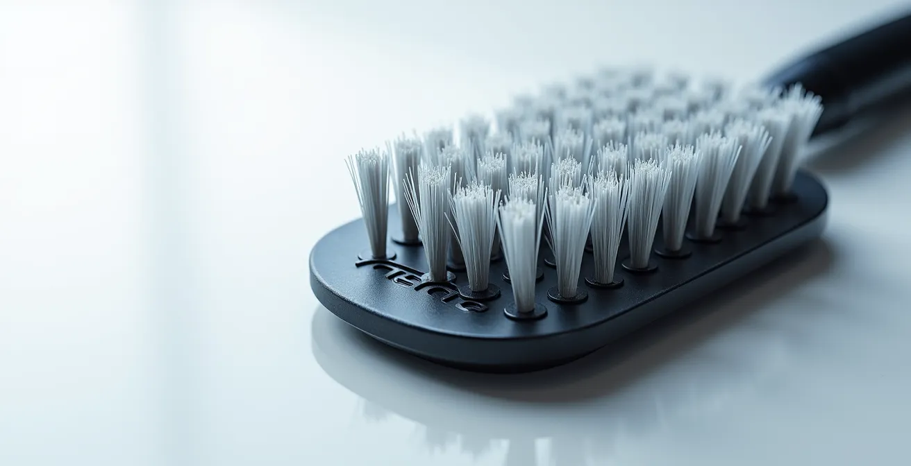 Brosse aérée montrant la circulation de l'air à travers les picots espacés