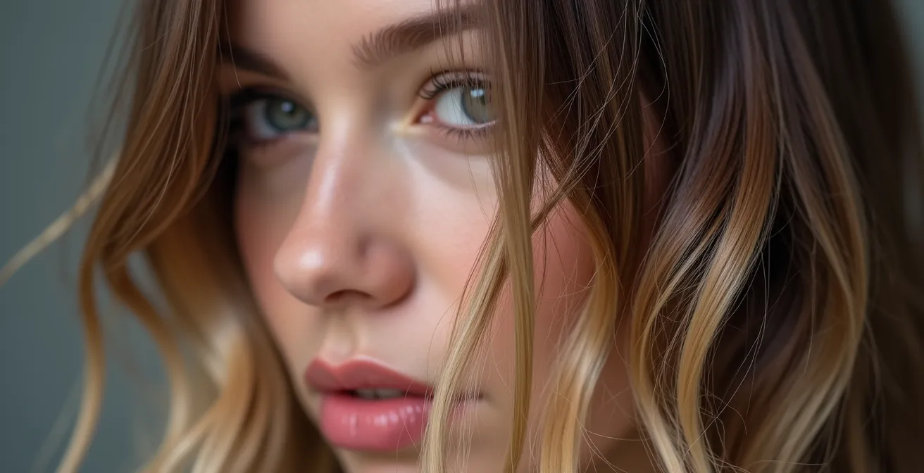 Technique de hair contouring avec mèches plus claires sur les côtés du visage