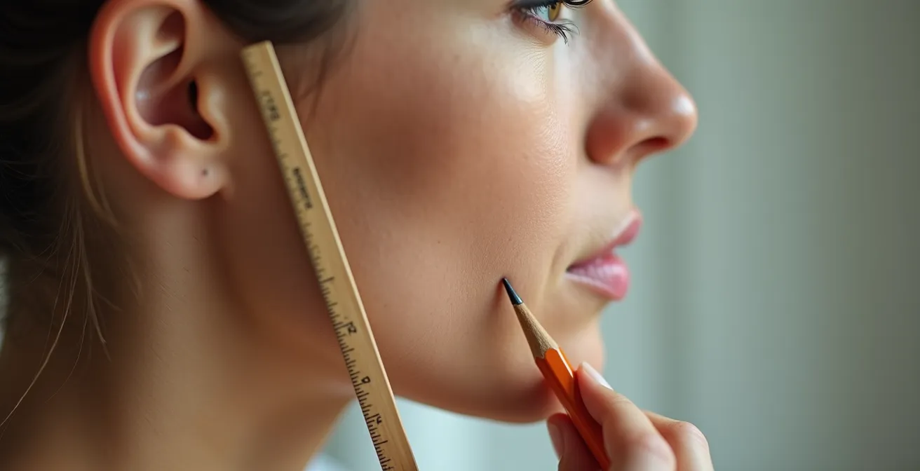 Technique de mesure avec règle et crayon pour déterminer la longueur de cheveux idéale