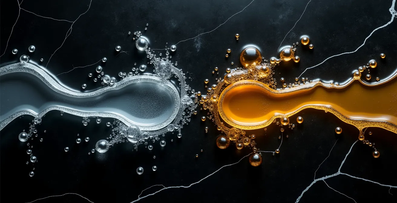 Vue microscopique du phénomène de pilling entre polymères incompatibles