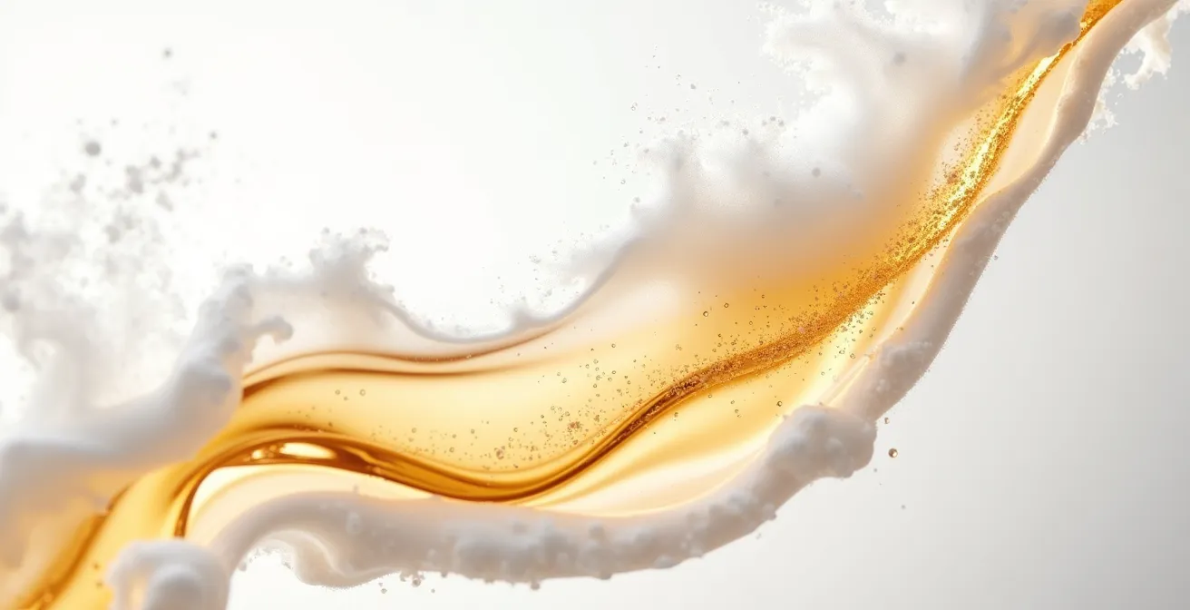 Arrangement artistique de produits coiffants volumisants avec textures visibles