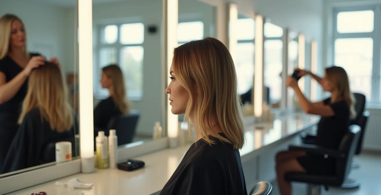 Transformation visuelle par le visagisme montrant l'effet d'une coupe adaptée